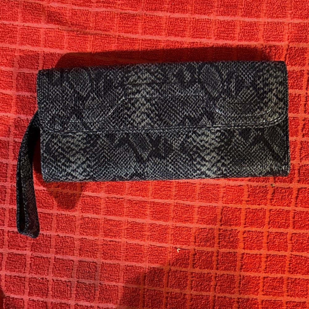 Banana Republic Black Snake Print Wristlet